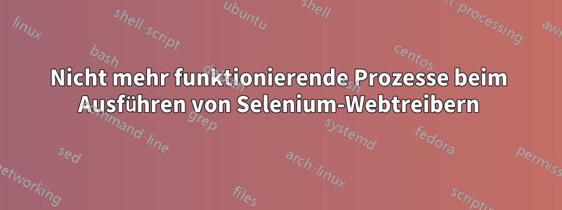 Nicht mehr funktionierende Prozesse beim Ausführen von Selenium-Webtreibern