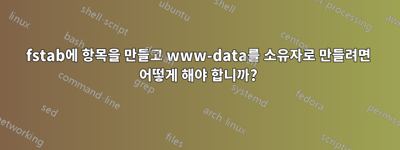 fstab에 항목을 만들고 www-data를 소유자로 만들려면 어떻게 해야 합니까?