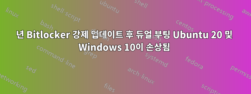 2022년 Bitlocker 강제 업데이트 후 듀얼 부팅 Ubuntu 20 및 Windows 10이 손상됨