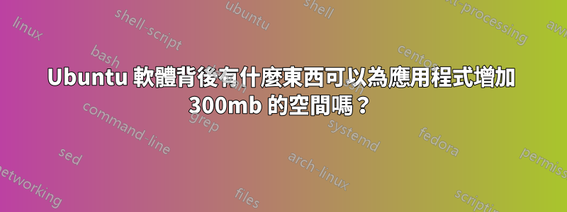 Ubuntu 軟體背後有什麼東西可以為應用程式增加 300mb 的空間嗎？