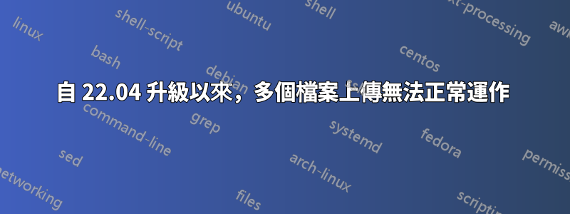 自 22.04 升級以來，多個檔案上傳無法正常運作