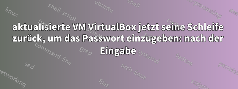 aktualisierte VM VirtualBox jetzt seine Schleife zurück, um das Passwort einzugeben: nach der Eingabe