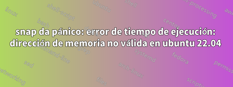 snap da pánico: error de tiempo de ejecución: dirección de memoria no válida en ubuntu 22.04