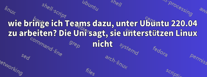 wie bringe ich Teams dazu, unter Ubuntu 220.04 zu arbeiten? Die Uni sagt, sie unterstützen Linux nicht