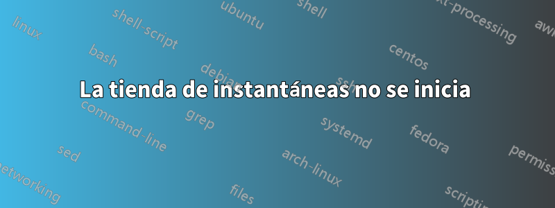 La tienda de instantáneas no se inicia