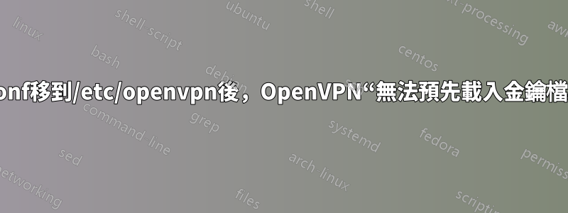 將conf移到/etc/openvpn後，OpenVPN“無法預先載入金鑰檔案”