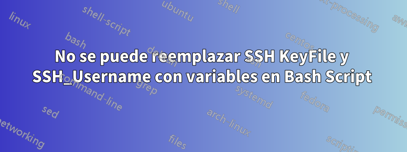 No se puede reemplazar SSH KeyFile y SSH_Username con variables en Bash Script