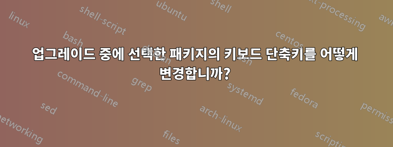 업그레이드 중에 선택한 패키지의 키보드 단축키를 어떻게 변경합니까?