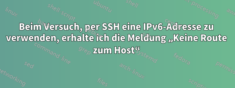 Beim Versuch, per SSH eine IPv6-Adresse zu verwenden, erhalte ich die Meldung „Keine Route zum Host“