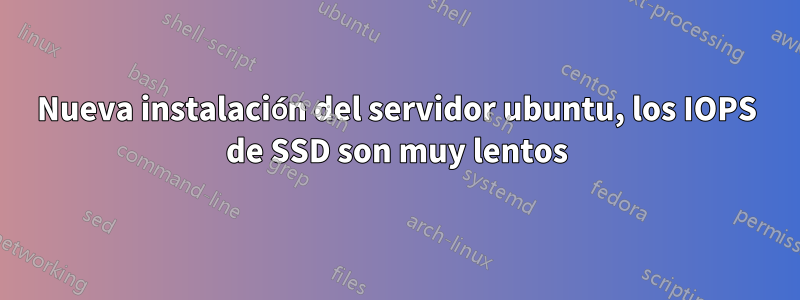 Nueva instalación del servidor ubuntu, los IOPS de SSD son muy lentos