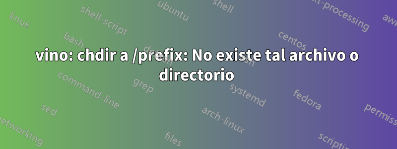 vino: chdir a /prefix: No existe tal archivo o directorio