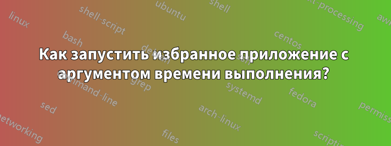 Как запустить избранное приложение с аргументом времени выполнения?