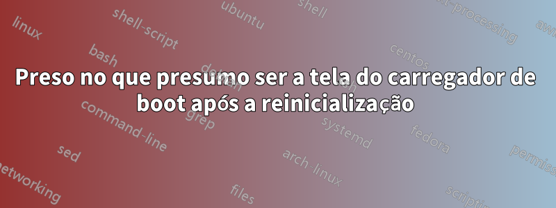 Preso no que presumo ser a tela do carregador de boot após a reinicialização