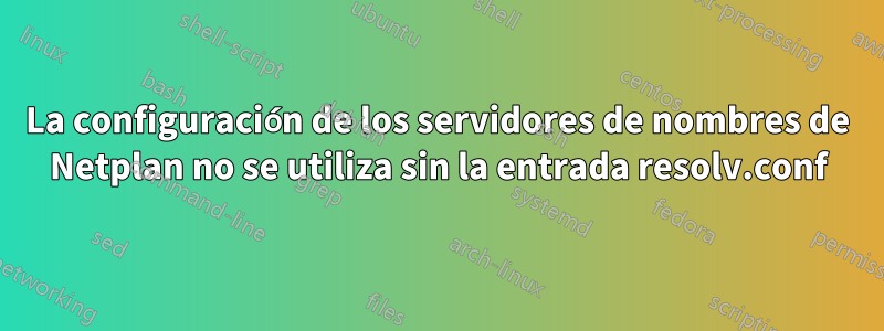 La configuración de los servidores de nombres de Netplan no se utiliza sin la entrada resolv.conf