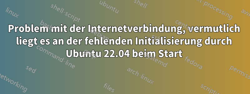 Problem mit der Internetverbindung, vermutlich liegt es an der fehlenden Initialisierung durch Ubuntu 22.04 beim Start