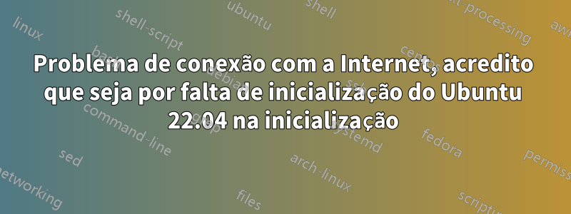 Problema de conexão com a Internet, acredito que seja por falta de inicialização do Ubuntu 22.04 na inicialização