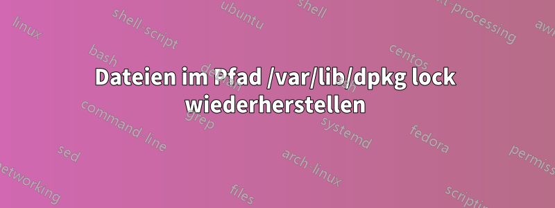 Dateien im Pfad /var/lib/dpkg lock wiederherstellen