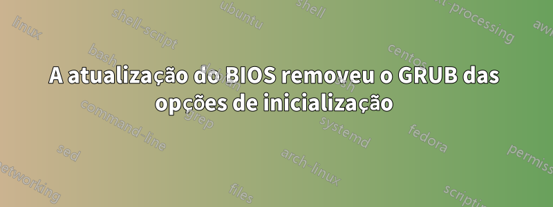 A atualização do BIOS removeu o GRUB das opções de inicialização