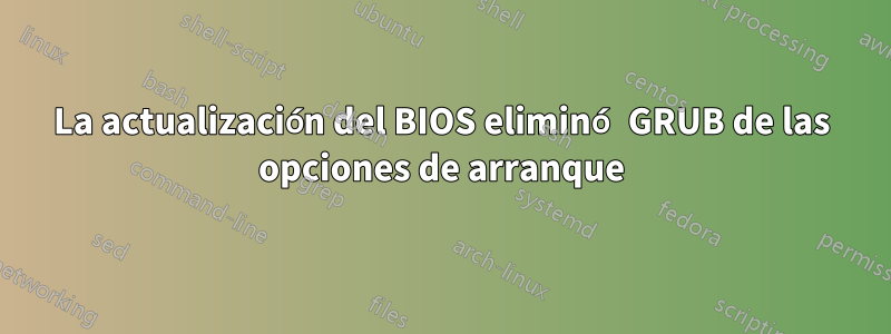 La actualización del BIOS eliminó GRUB de las opciones de arranque