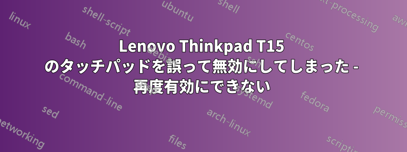 Lenovo Thinkpad T15 のタッチパッドを誤って無効にしてしまった - 再度有効にできない