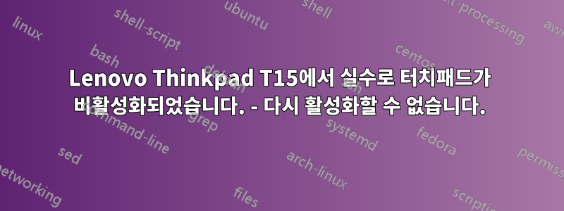 Lenovo Thinkpad T15에서 실수로 터치패드가 비활성화되었습니다. - 다시 활성화할 수 없습니다.