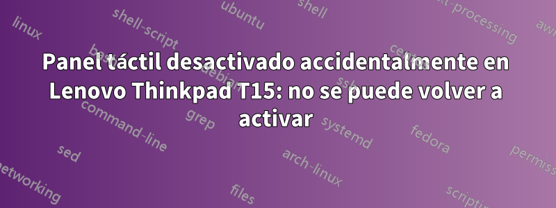 Panel táctil desactivado accidentalmente en Lenovo Thinkpad T15: no se puede volver a activar