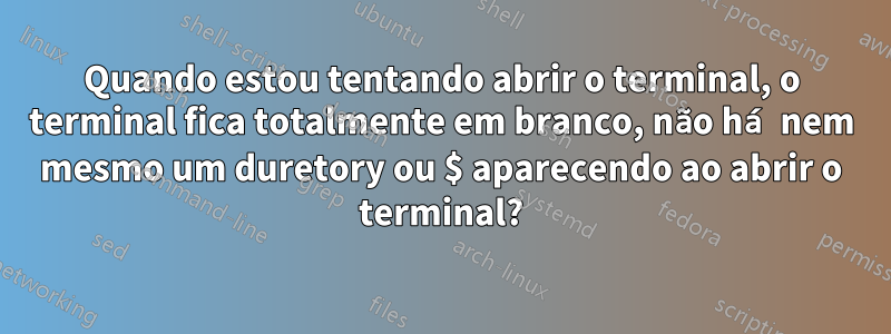 Quando estou tentando abrir o terminal, o terminal fica totalmente em branco, não há nem mesmo um duretory ou $ aparecendo ao abrir o terminal?