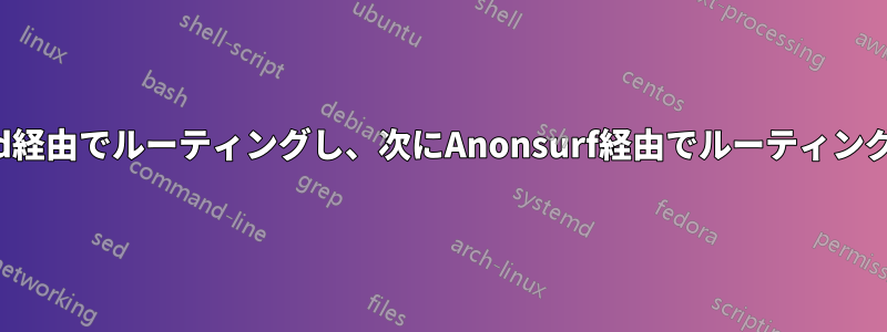 プロキシ接続をSquid経由でルーティングし、次にAnonsurf経由でルーティングしようとしています