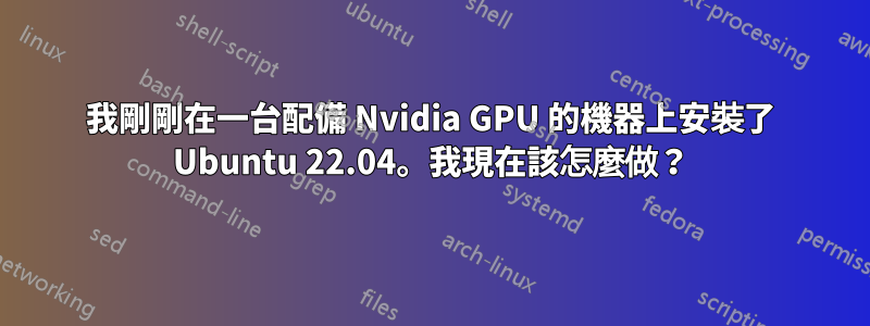 我剛剛在一台配備 Nvidia GPU 的機器上安裝了 Ubuntu 22.04。我現在該怎麼做？