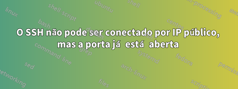 O SSH não pode ser conectado por IP público, mas a porta já está aberta