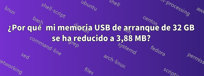 ¿Por qué mi memoria USB de arranque de 32 GB se ha reducido a 3,88 MB?