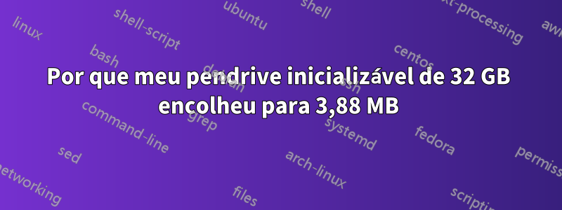 Por que meu pendrive inicializável de 32 GB encolheu para 3,88 MB