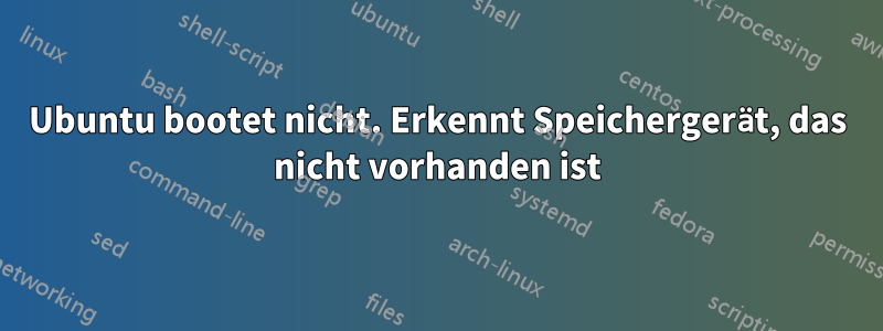 Ubuntu bootet nicht. Erkennt Speichergerät, das nicht vorhanden ist