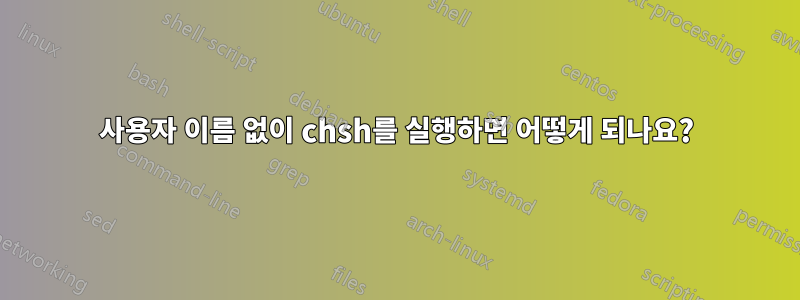 사용자 이름 없이 chsh를 실행하면 어떻게 되나요?