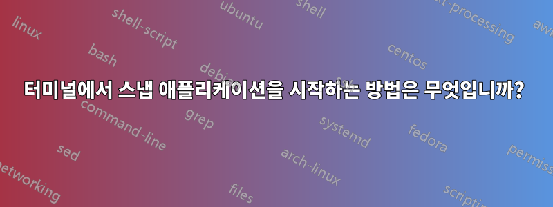 터미널에서 스냅 애플리케이션을 시작하는 방법은 무엇입니까?