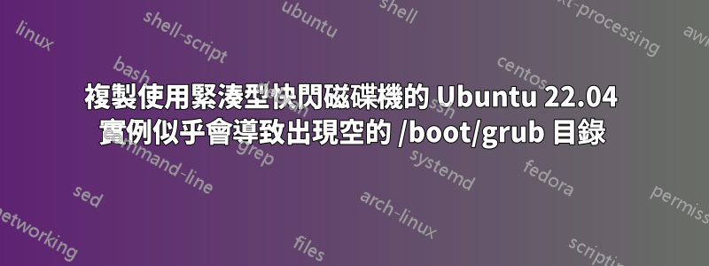 複製使用緊湊型快閃磁碟機的 Ubuntu 22.04 實例似乎會導致出現空的 /boot/grub 目錄