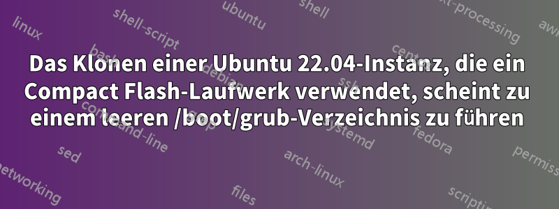 Das Klonen einer Ubuntu 22.04-Instanz, die ein Compact Flash-Laufwerk verwendet, scheint zu einem leeren /boot/grub-Verzeichnis zu führen