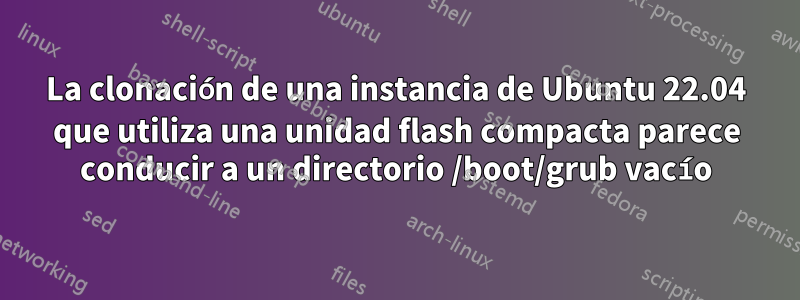 La clonación de una instancia de Ubuntu 22.04 que utiliza una unidad flash compacta parece conducir a un directorio /boot/grub vacío