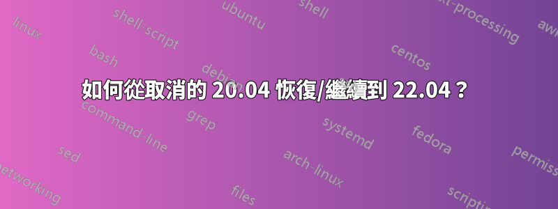 如何從取消的 20.04 恢復/繼續到 22.04？