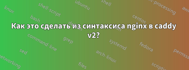 Как это сделать из синтаксиса nginx в caddy v2?