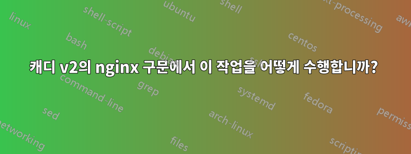 캐디 v2의 nginx 구문에서 이 작업을 어떻게 수행합니까?