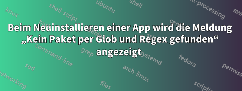 Beim Neuinstallieren einer App wird die Meldung „Kein Paket per Glob und Regex gefunden“ angezeigt 