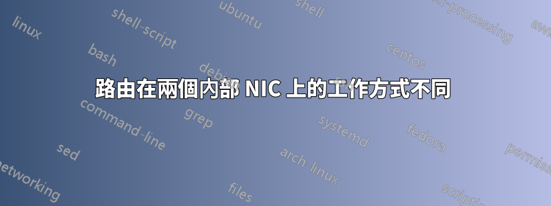 路由在兩個內部 NIC 上的工作方式不同