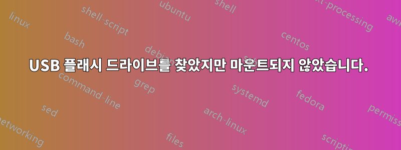 USB 플래시 드라이브를 찾았지만 마운트되지 않았습니다.