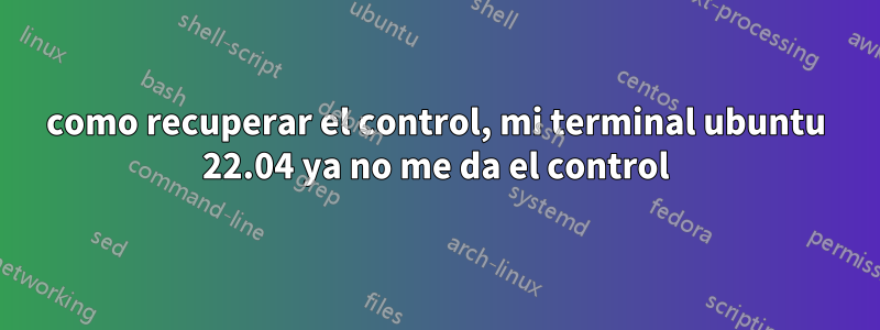 como recuperar el control, mi terminal ubuntu 22.04 ya no me da el control