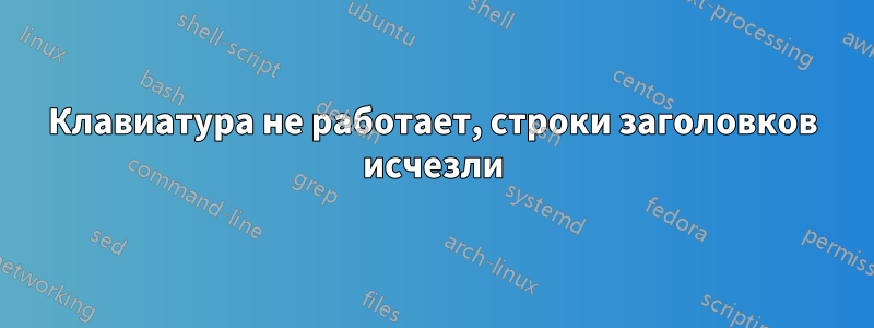 Клавиатура не работает, строки заголовков исчезли