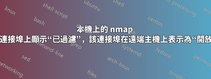 本機上的 nmap 在連接埠上顯示“已過濾”，該連接埠在遠端主機上表示為“開放”