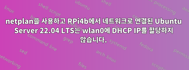 netplan을 사용하고 RPi4b에서 네트워크로 연결된 Ubuntu Server 22.04 LTS는 wlan0에 DHCP IP를 할당하지 않습니다.