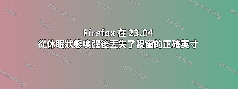 Firefox 在 23.04 從休眠狀態喚醒後丟失了視窗的正確英寸