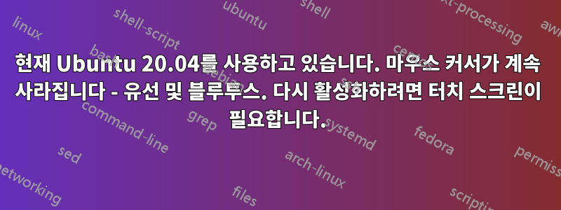 현재 Ubuntu 20.04를 사용하고 있습니다. 마우스 커서가 계속 사라집니다 - 유선 및 블루투스. 다시 활성화하려면 터치 스크린이 필요합니다.